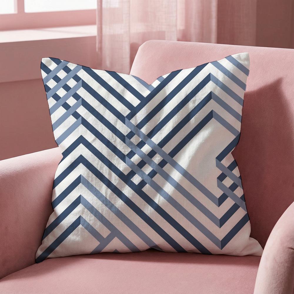 Geometric Ink Blue Cushion Cover Multi-Scene Pillow Cover for Home & Car - Reversible, Soft & Durable for Daily Use