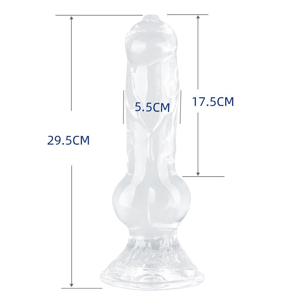 Animal Dog Dick-Shaped Transparent Anal Plug - Large Size Erotic Sex Toy for Women