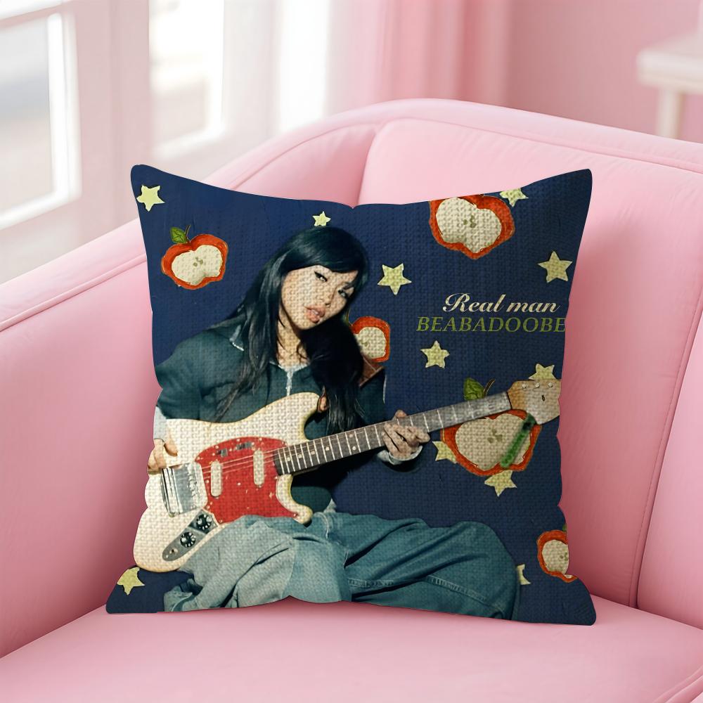 BBeabadoobee Singer Cushion Cover Natural Linen Pillow Case DoubleSided Print Decorative Sofa Pillowcase Home Decor Gift