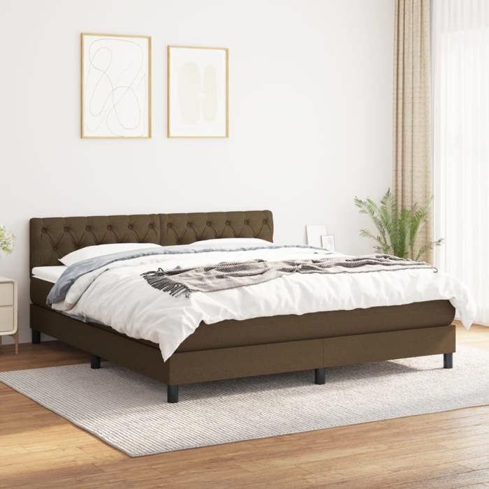 Maison Exclusive - Sommier à lattes de lit avec matelas Marron foncé 160x200 cm