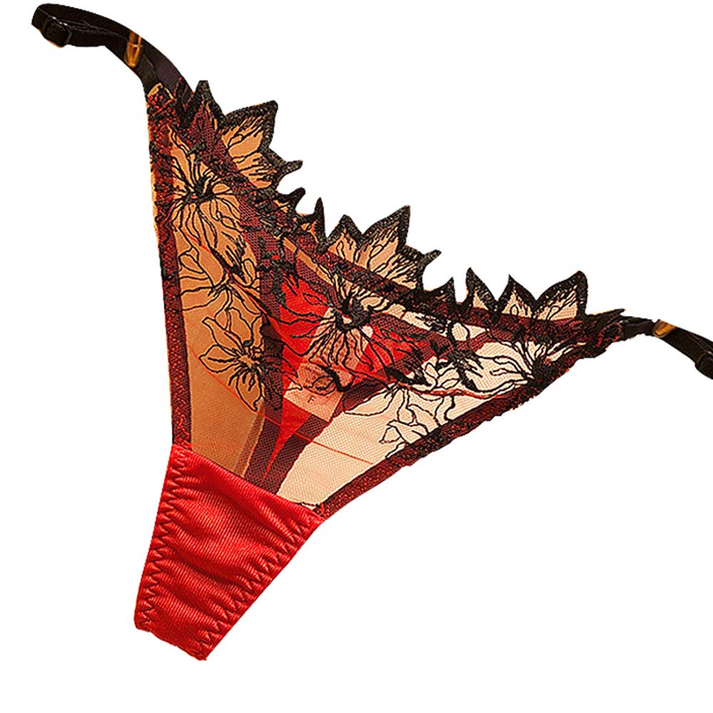 Ksila Sexy Underwear with Jelly and Lace Women's T-Back Panties, Lines, Thongs, Lace, (Free Size, Red)