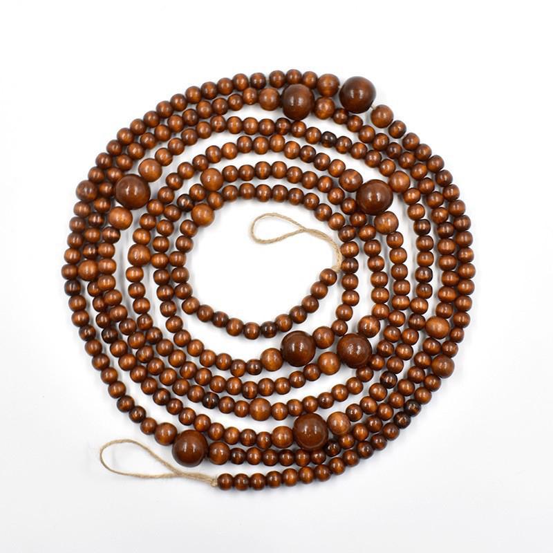 Wood Colored Christmas Bead String Wooden Bead Garland Christmas Tree Decoration Wooden Bead Fireplace Decoration