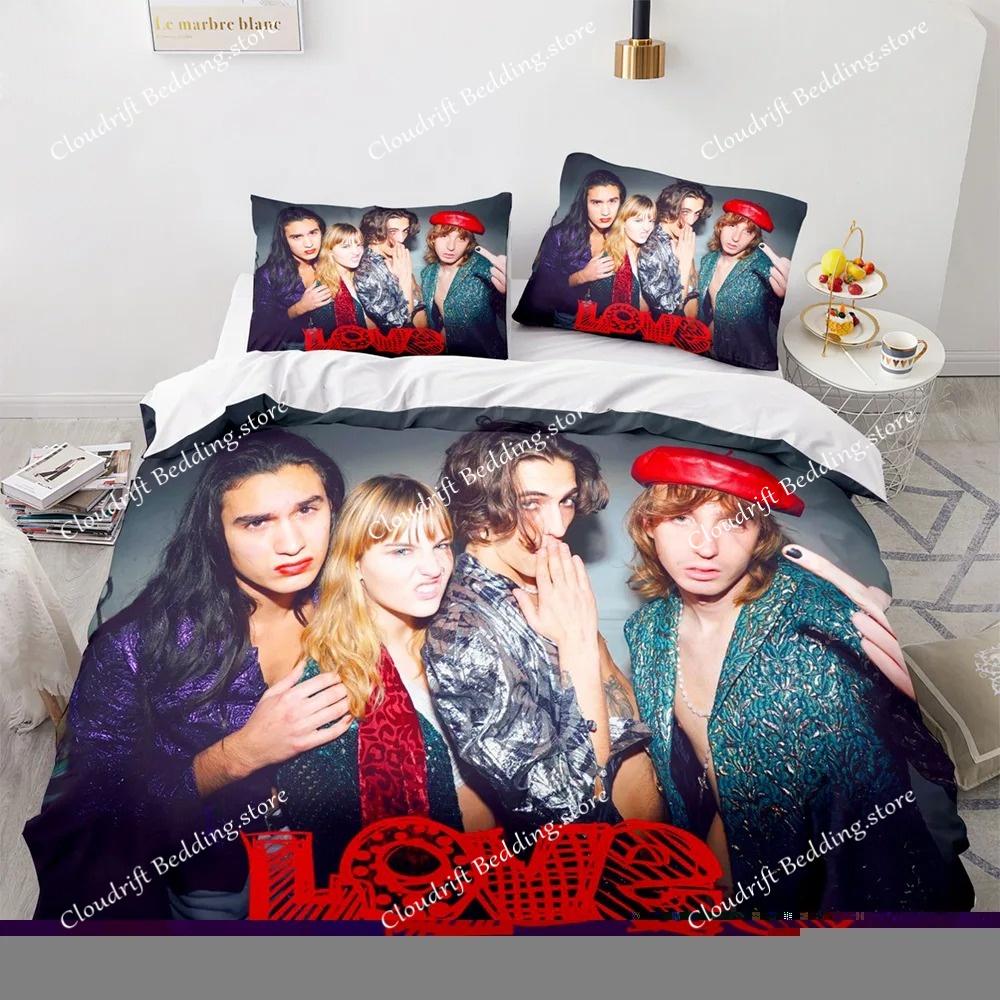 Maneskin Damiano David Bedding Set Pillowcase Rock Band Maneskin Quilt Cover Gift for Rock Band Enthusiasts
