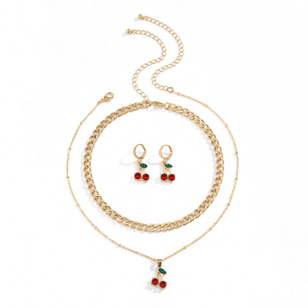Accessories, Temperament Versatile Fringed Fruit Necklace Women, Simple and Fresh Small Cherry Pendant Necklace