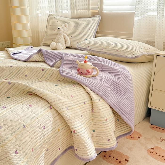 Milk fleece bed cover one side fleece one side cotton tatami sheet coral fleece padded mattress
