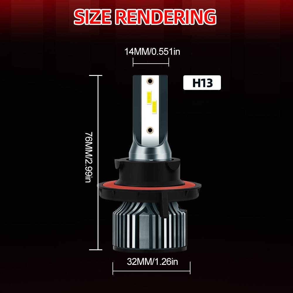

roadsun 2 шт. Суперяркие H13 140 Вт, Светодиодные фары дальнего и ближнего света «все в одном», Ультра-белые 6500K, Подключи и работай H13