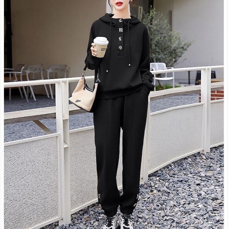 Women's Plus Size Loose Tracksuit - 2025 Autumn/Winter Fashion Sweatshirt Two-Piece Set