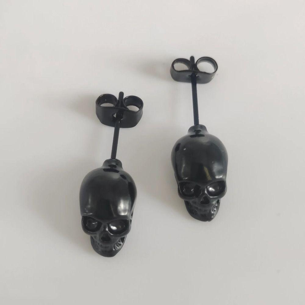 Hiphop Style Skeleton Stud Earrings Creative Mini Ear Clip Personality Earrings  Unisex