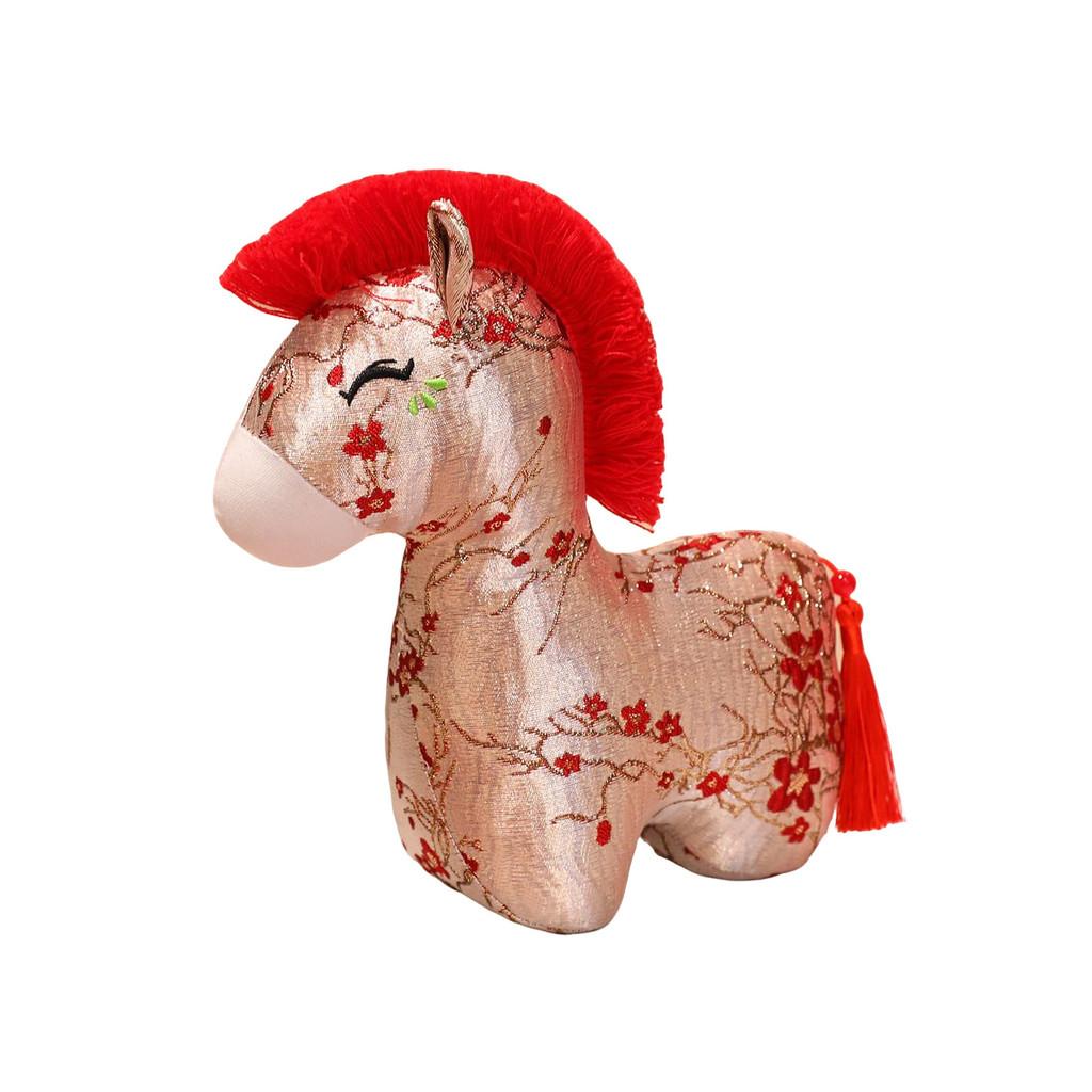 Dolls Plush Horse With Flower Print Design And Tassel Decor For New Gift Year