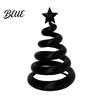 Desktop Art for Christmas Party 3D Printed Spiral Twisted Tree Figurine with Star Top Mini Nordic Style Seasonal Table Centerpiece Tabletop Ornament,