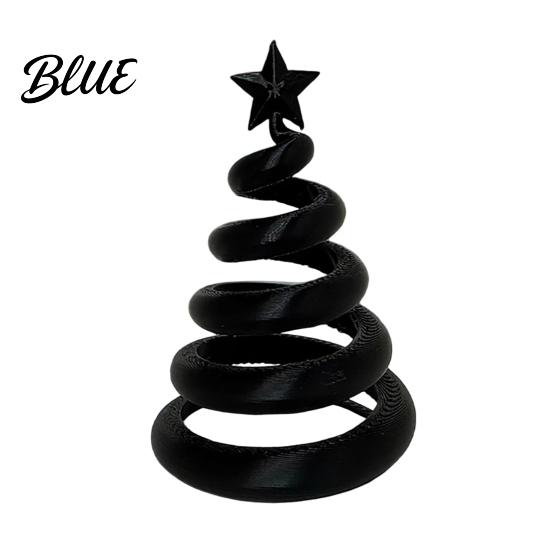 Desktop Art for Christmas Party 3D Printed Spiral Twisted Tree Figurine with Star Top Mini Nordic Style Seasonal Table Centerpiece Tabletop Ornament,