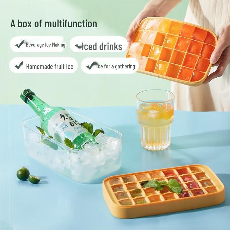 COOKER KING 28-Grid Ice Cube Tray with Lid and Storage Box
