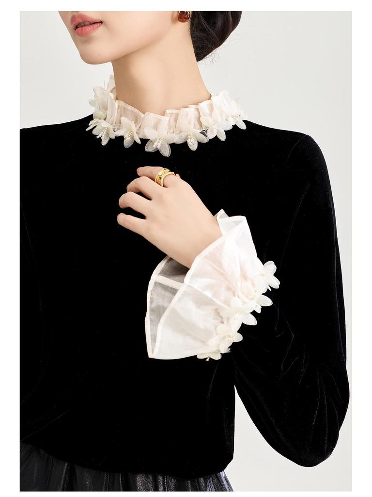 Französische Romantik Chic Spitze Kragen Stoffhemd - Herbst/Winter Stil