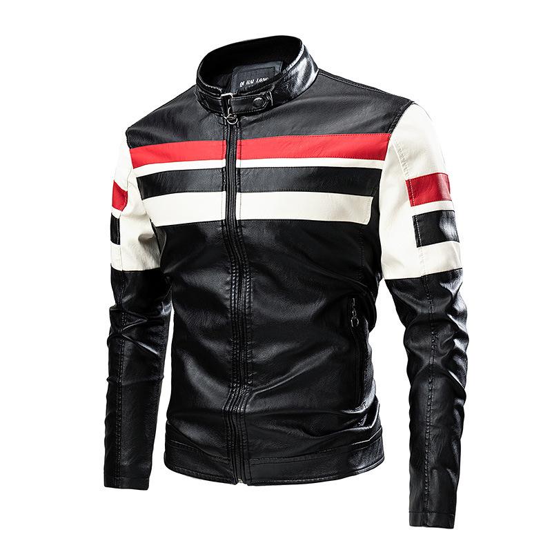 Cross-border Men's Retro Stand Collar Leather Motorcycle Jacket