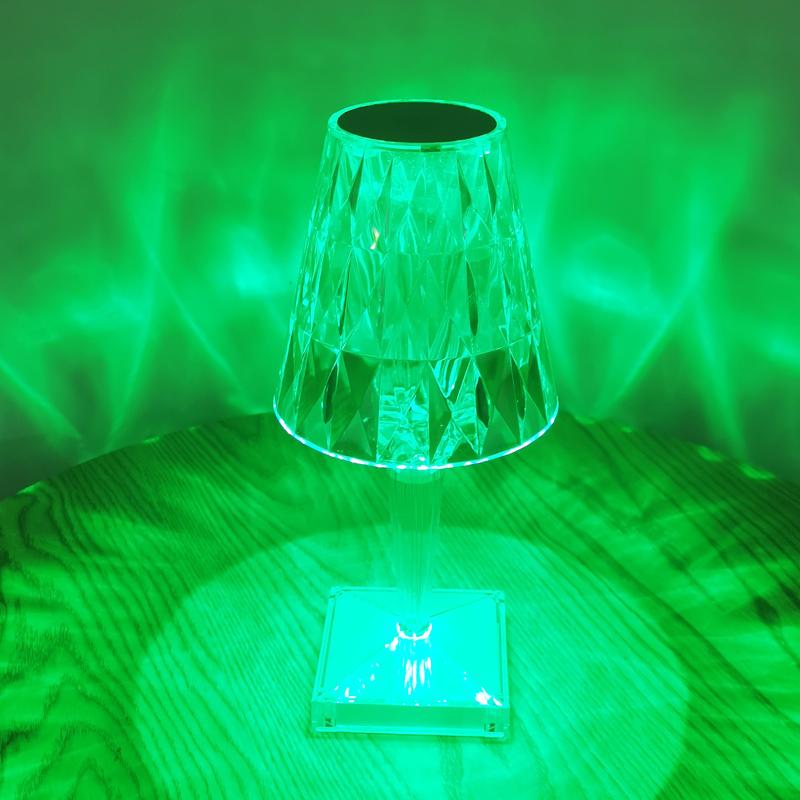 Luxury Rechargeable Usb Acrylic Crystal Color Modern Rgb Led Projection Night Light Touch Table Lamp Light