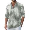 Men's Casual And Trendy Striped Shirt, Long-sleeved Top, Men's Lapel Button Cotton Shirt