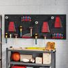 38-teiliges wandmontiertes Lochplattensystem mit 4 Platten, Werkzeugaufbewahrungseinheit für die Garage, Schwarz und Rot