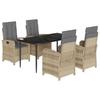 VidaXL Garden Dining Set with Cushions 5 Pcs, Table and Chairs with Adjustable Backrest, Outdoor Patio Furniture 3212394