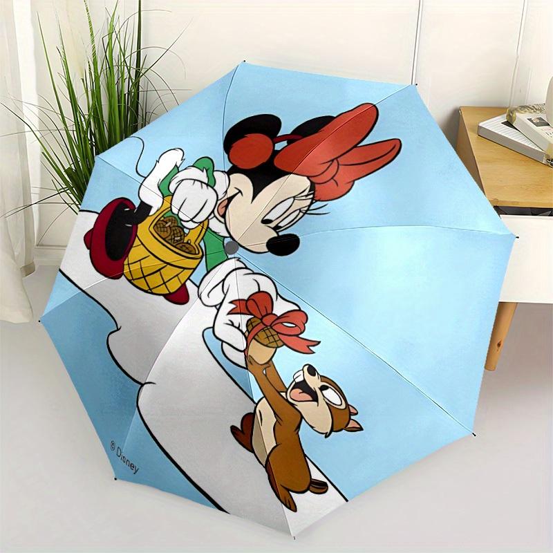 1 Stück Minnie Maus Automatischer Regenschirm, Tragbar Faltbar 8-Rippen Manuell Öffnend mit Skelettgriff, Langlebige Schirmbespannung y250730130