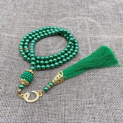 6mm 99 Islamiska Rosenkranspärlor Armband Muslimsk Glas Imitation Pärla Armband Bönrecitation Dam Smycken Accessoarer Gåva