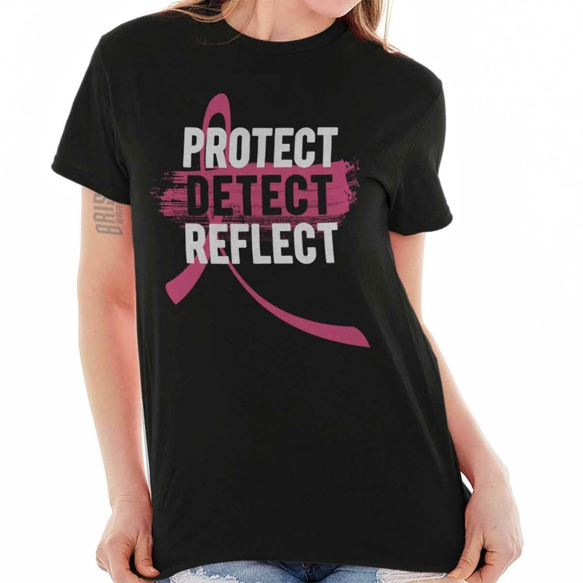 Early Detection Breast Cancer Awareness Gift Womens Graphic Crewneck T Shirt Tee XL