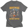 Male Nightmare Before Coffee Skeleton T Shirts Round Neck Pure Cotton Short Sleeve TShirt Casual Summer Tyle Clothes