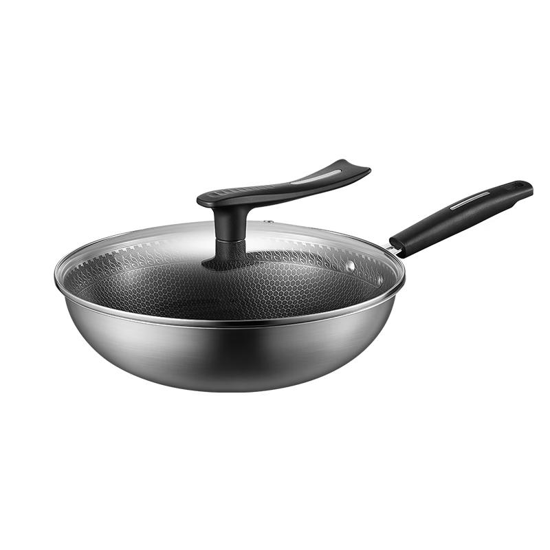 Midea 304 Stainless Steel Non-Stick Wok with Visible Lid