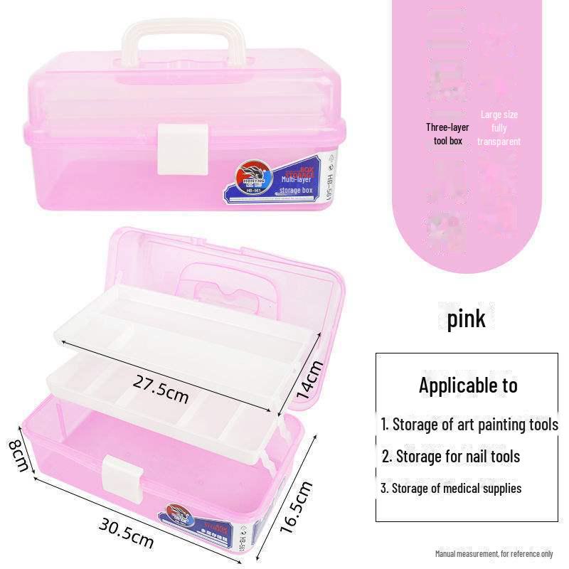 Large Capacity 3-Layer Transparent Art Tool & Pencil Storage Box
