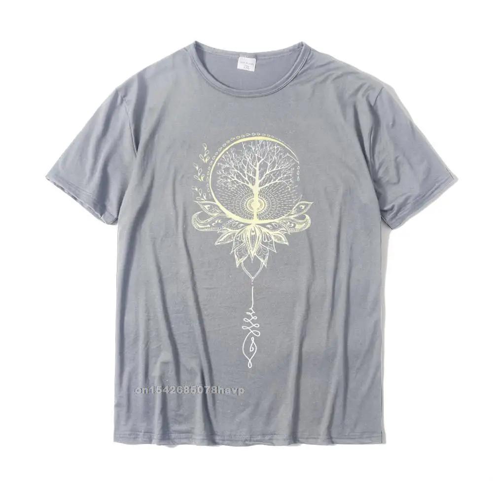 Mandala Lotus Unalome Tree Of Life T-Shirt Cotton Family Tops Shirts Discount Men's T Shirts Printed On