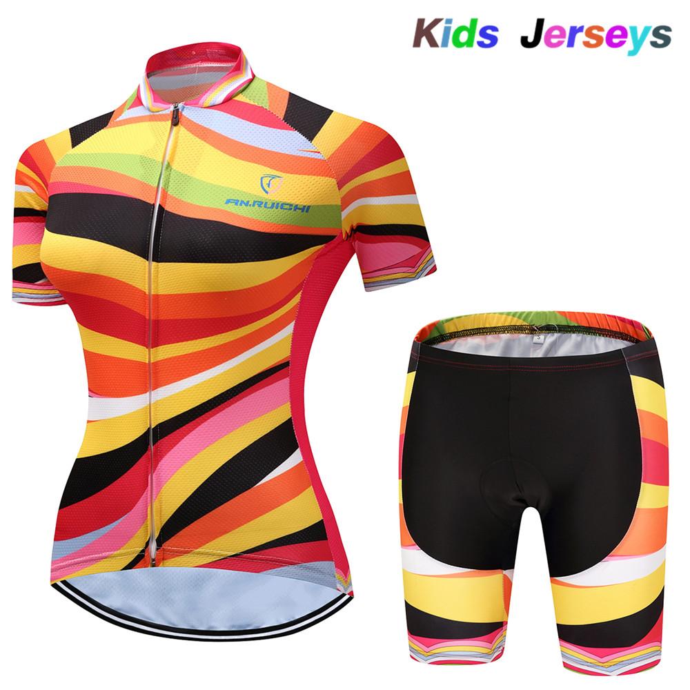 2026 Girls Cycling Jersey Set Ropa Ciclismo Cycling Kit for Kids Summer Breathable Cartoon Bicycle Jersey Suit Children Clothes