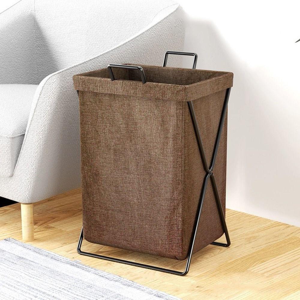 Large Capacity Dirty Clothes Basket Waterproof with Handle Folding Laundry Hamper Metal Frame Heighten Bottom