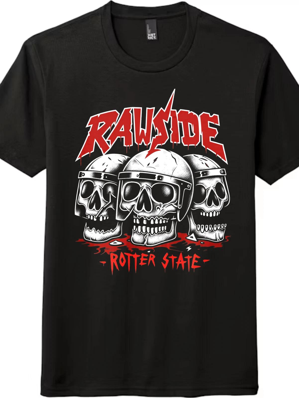 

Панк-футболка Rotten State | Графика с черепом на необработанном боку | Унисекс Streetwear L