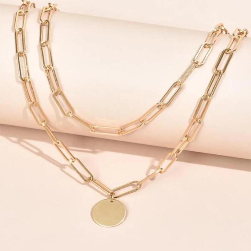 Vintage Round Charm Layered Necklace Women's Jewelry Layered Accessories for Girls Clothing Aesthetic Gifts Fashion Pendant 2024