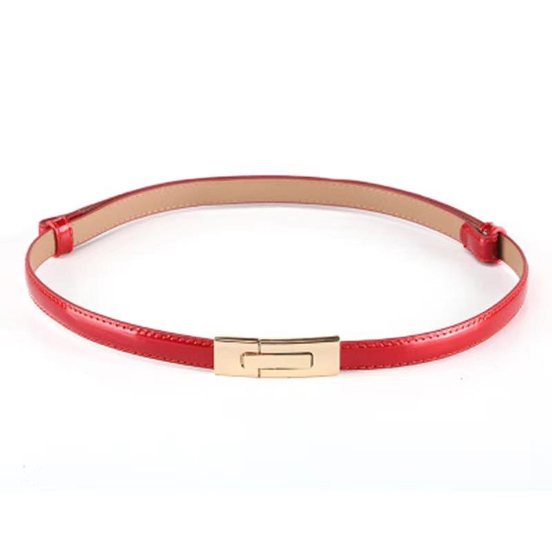 Ladies' Adjustable Thin Waistband, Patent Leather Pull Belt, Women's Fashionable Versatile Decorative Skirt, No Punching Small Waistband