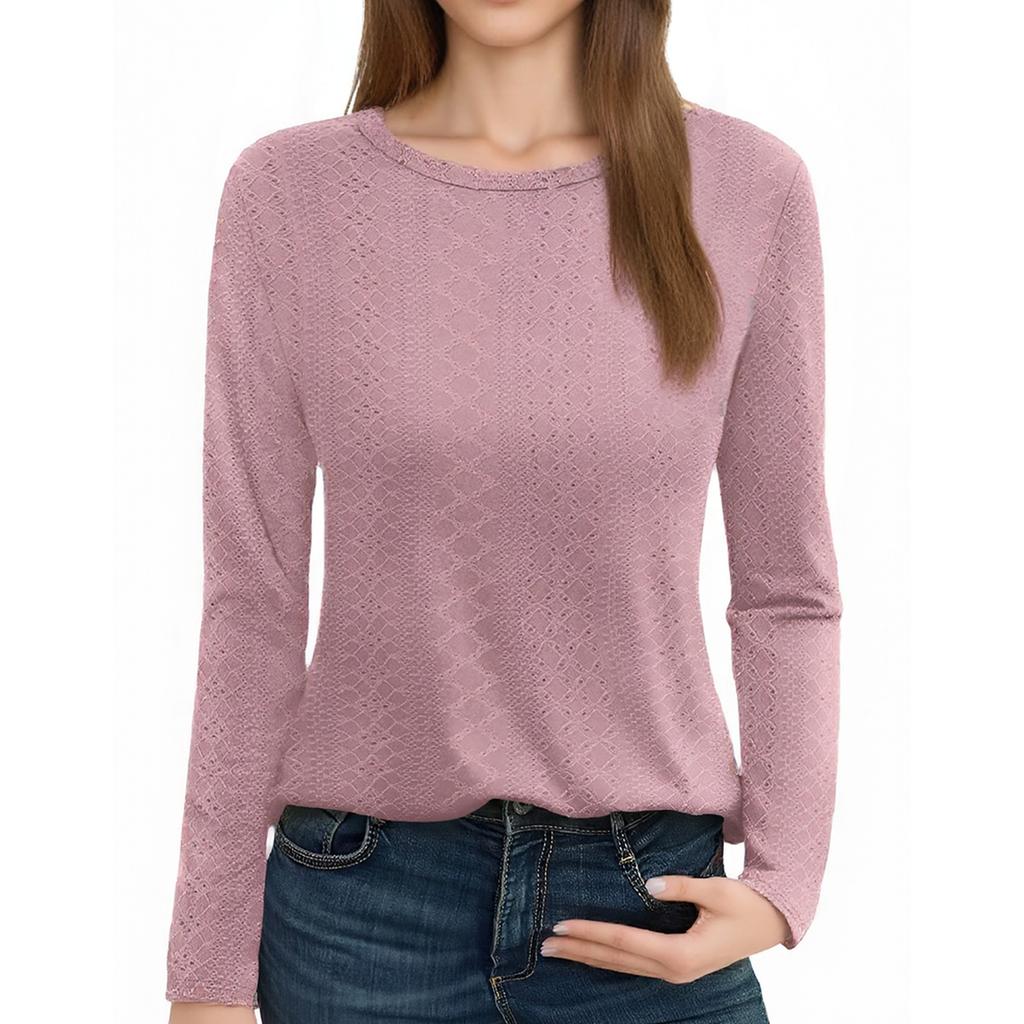Women's Fashion Casual Long Sleeve Round Neck T-Shirt Top