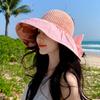 New Foldable Summer Beach Vacation Hat Colorful Lace Straw Sun Hat Women Crochet Straw Bucket Hat