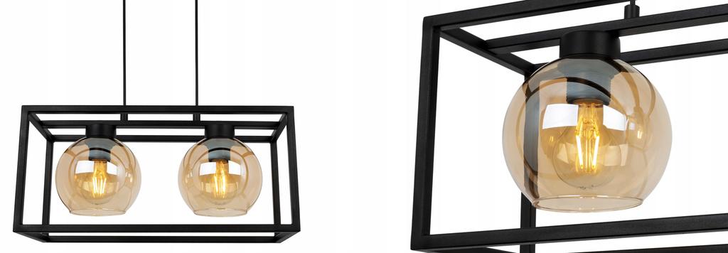 HANGING LAMP CAGE ELEGANT GLASS BALL HONEY