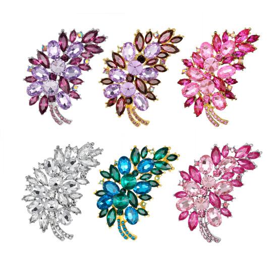 Dambrosch Lätt Blombukett Glittrande Kubisk Zirkonia Inlagd Broschnål Bröllop Kväll Formell Klädsel Accessoarer