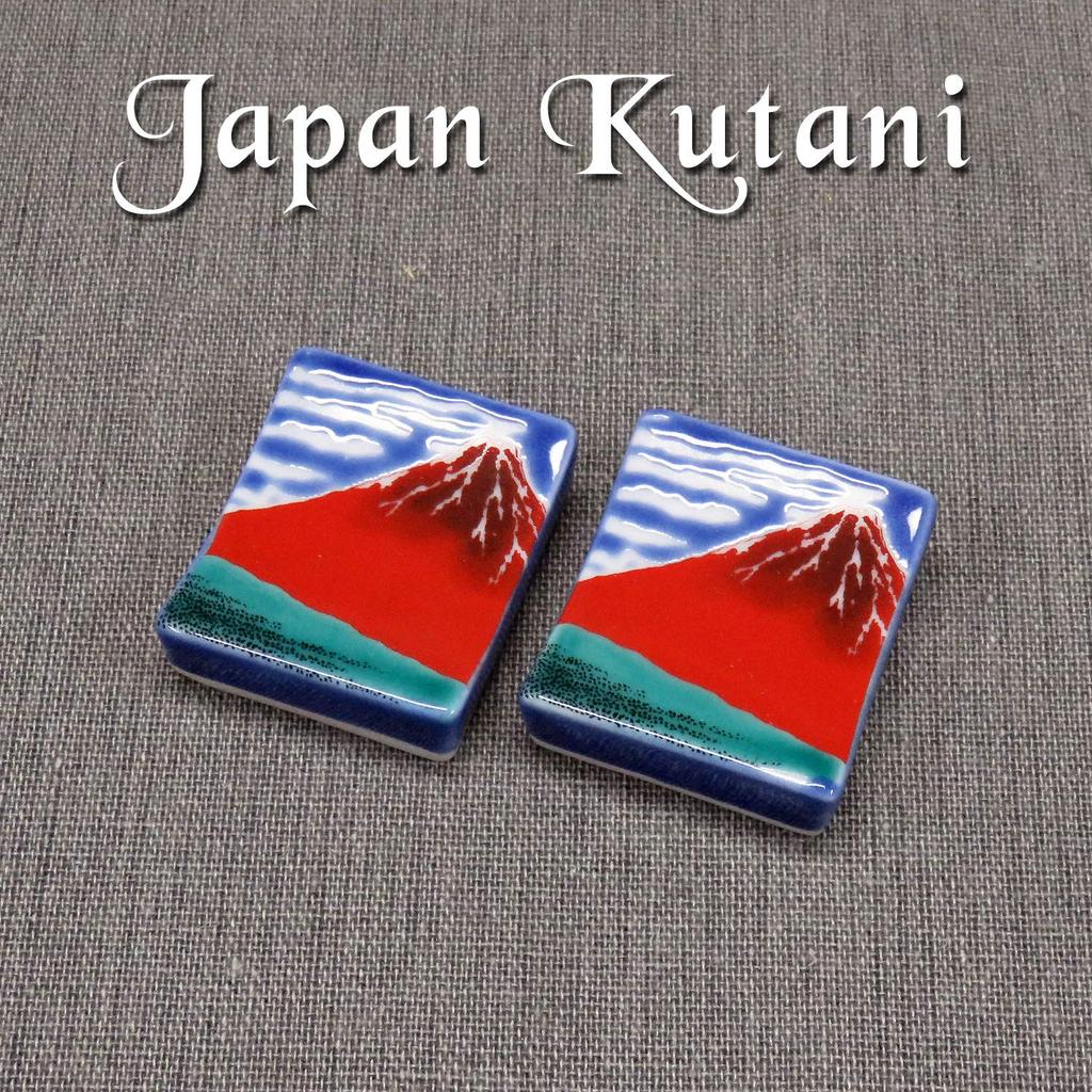 Stylish Kutani Ware Chopstick Pair Hokusai Red Fuji Ceramic Cutlery Made In Japan Rests, Set, Design, Rest,