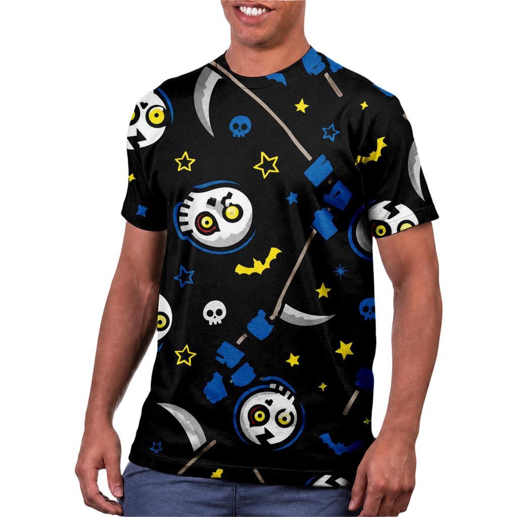 Halloween All Over Print T Shirt, Cute Pumpkin Graphic Tee for Women Men