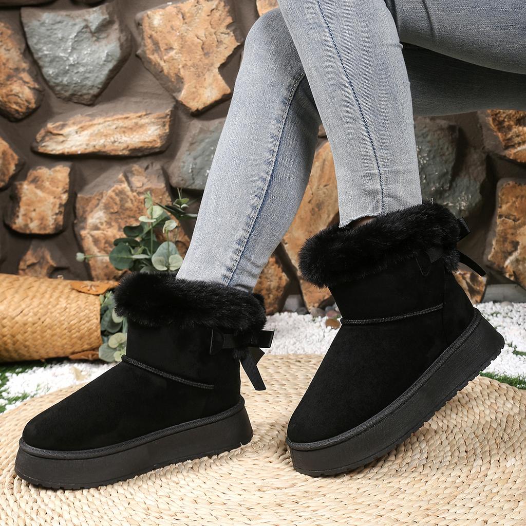 Dámské sněhule 2025 Zima Nové plyšové platformy Venkovní teplé boty Dámské pohodlné retro jednobarevné dámské boty