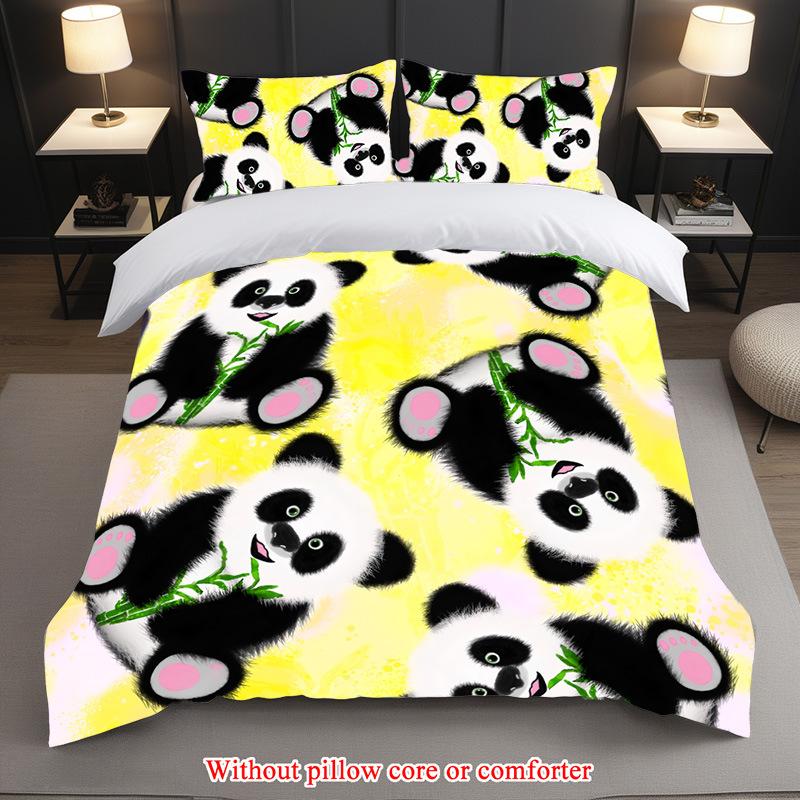 

Hot-Selling Cartoon Panda Three-Piece 3D Digital Printing Student Dormitory Quilt Cover Manufacturer Home Textile 135 * 200Cm 50 * 80cm * 1 two-piece set