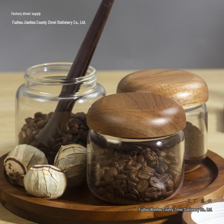Luftdichtes Glasvorratsglas mit Holzdeckel für Honig, Kaffeebohnen, Marmelade oder Trockenwaren