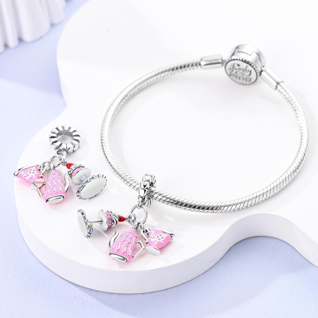 Copper Pink Ballet Shoes Ballet Set Charms Fit Original Charm Bead Pendent Dangle Bracelet Diy Women Jewelry Gift