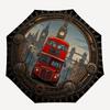 London Bus Steampunk pattern umbrella, portable and foldable design, 8 ribs, a casual accessory for Halloween, Christmas, and birthday gifts.