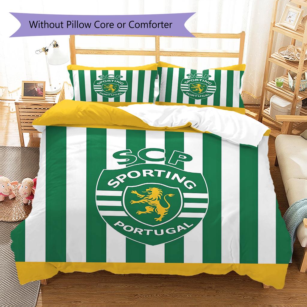 Sporting FC Pattern Bedding Quilt Set Quilt Cover Pillowcase Home Decoration Gift (1 * duvet cover + 2 * pillowcase, without core)