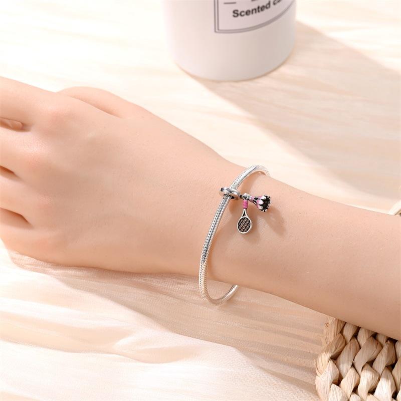 Fashion DIY Sports Bracelet Accessories With Removable Badminton Pendant And Loose Beads Jewelry Set