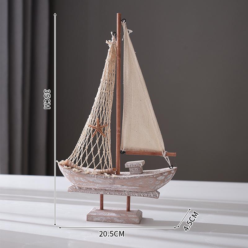 

Mediterranean-Style Wooden Sailboat Figurines - Small Decorative Handicraft Ornaments