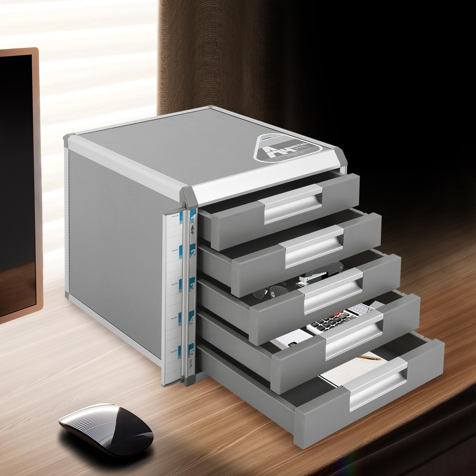 5-Tier Desktop File Organizer with Lock Aluminum Alloy Document Storage Box Multi-Layer Drawer Organizer for OfficeHome Use серый 15430₽