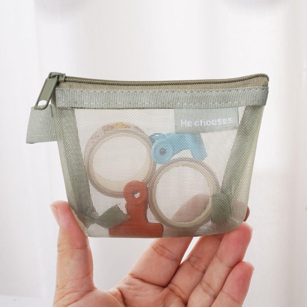 Small Item Bag Clear Mesh Bag Lipstick Cosmetic Bag Fresh Color Card Bag Mini Coin Purse  Gift
